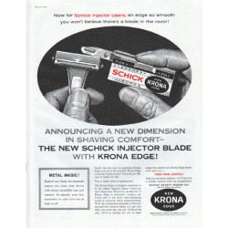 1961 Schick Razor Ad "New Krona Edge"