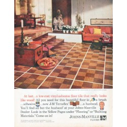 1961 Johns-Manville Floors Ad "low-cost vinyl-asbestos"