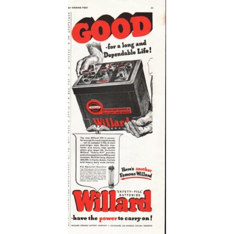 1942 Willard Ad "Good - for a long and Dependable Life!"