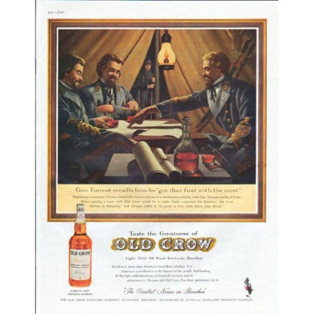 1961 Old Crow Whiskey Ad "Gen. Forrest"