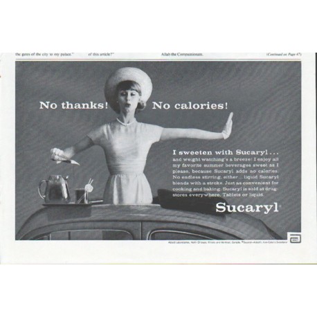 1961 Sucaryl Ad "No thanks"