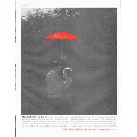 1961 Travelers Insurance Ad "Mr. and Mrs. To Be"