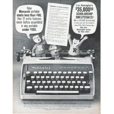 1961 Remington Typewriter Ad "New Monarch"