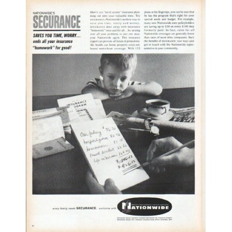 1961 Nationwide Insurance Ad "Securance"