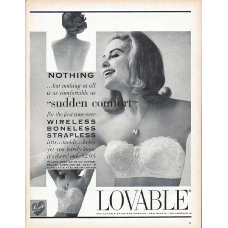 1961 Lovable Brassiere Vintage Ad sudden comfort