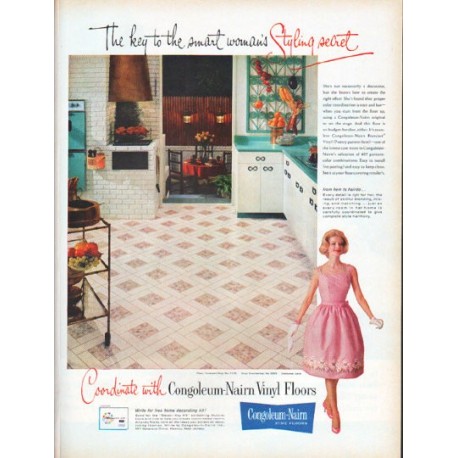 1961 Congoleum-Nairn Fine Floors Ad "Styling secret"