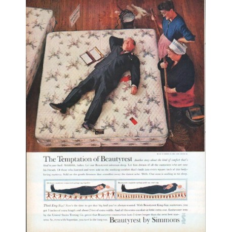 1961 Simmons Beautyrest Ad "The Temptation of Beautyrest"