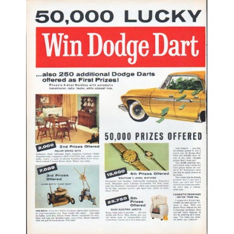 1961 Dumas Milner Ad "Win Dodge Dart"