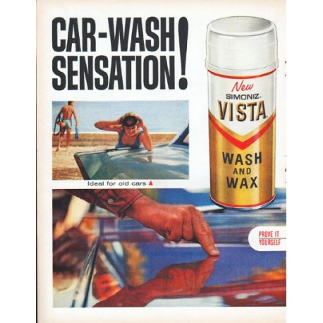 1961 Simoniz Car Wax Ad "Car-Wash Sensation"