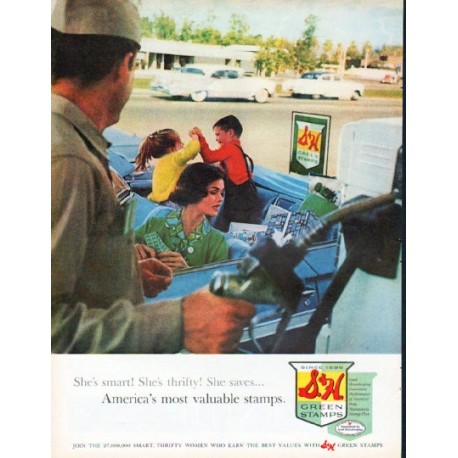 1961 S. & H. Green Stamps Ad "She's smart"