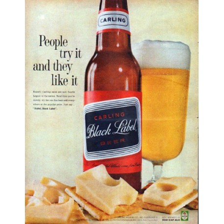 1961 Carling Black Label Beer Ad "People try it"