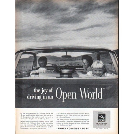 1961 Libbey Owens Ford Glass Ad "Open World"