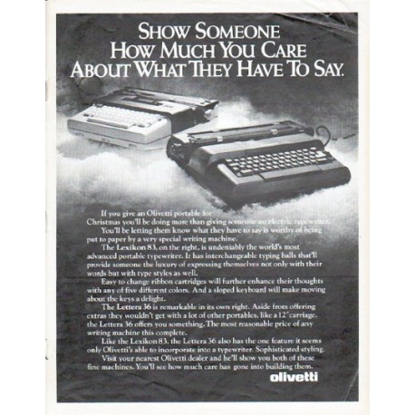 1979 Olivetti Typewriter Ad "Show Someone"