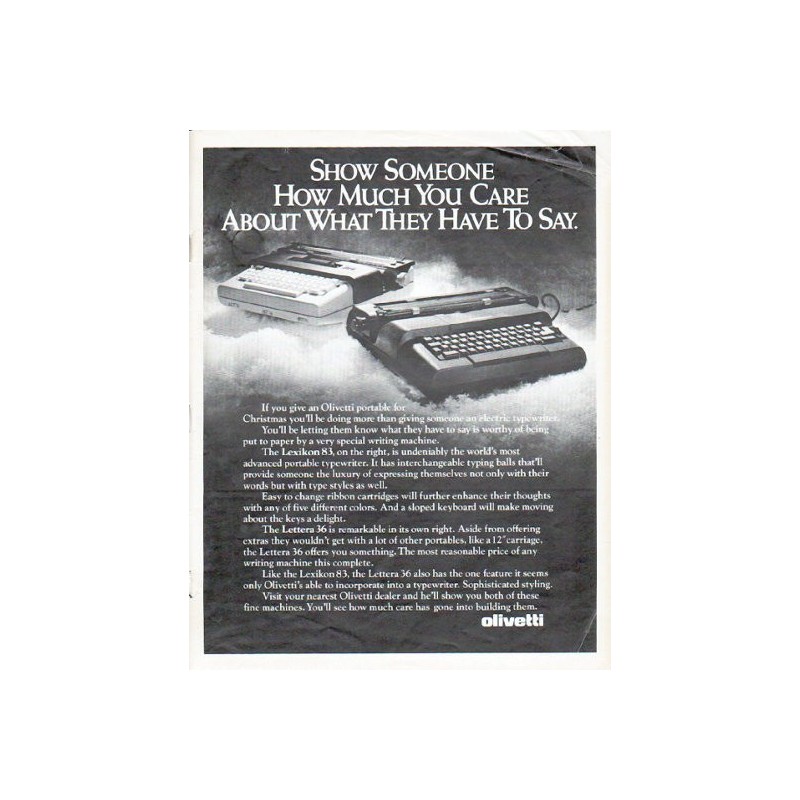 1979 Olivetti Typewriter Vintage Ad "Show Someone"