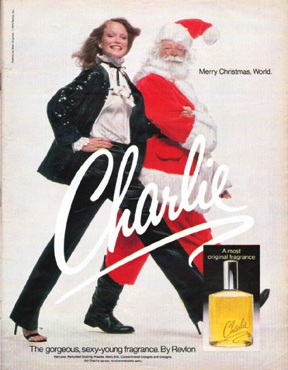 1979 Charlie Perfume Vintage Ad Merry Christmas, World.