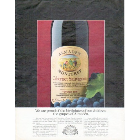 1979 Almaden Wine Ad "proud of the birthdates"