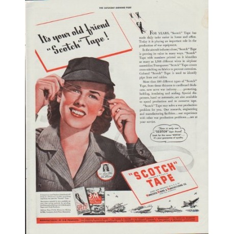 1942 Scotch Tape Ad "It's your old friend "Scotch" Tape!"