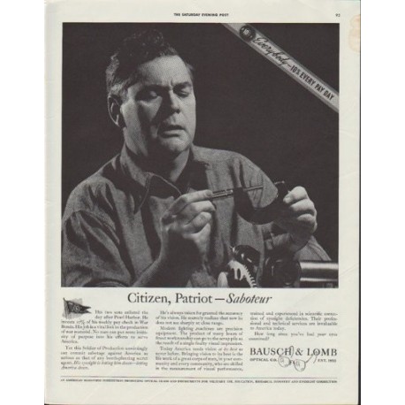 1942 Bausch & Lomb Ad "Citizen, Patriot -- Saboteur"