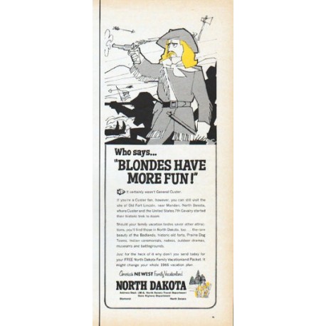 1966 North Dakota Tourism Ad "Blondes Have More Fun"