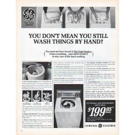1966 General Electric Washing Machine Ad "wash things by hand"
