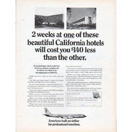 1966 American Airlines Ad "2 weeks"