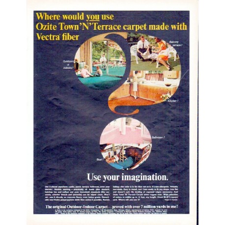 1966 Ozite Carpet Ad "Town 'N' Terrace carpet"