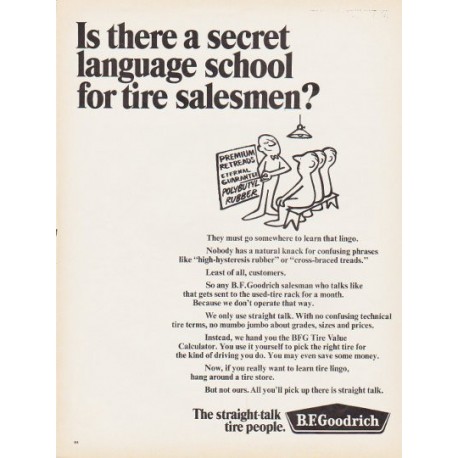 1966 B.F. Goodrich Ad "secret language school"