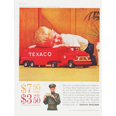 1959 Texaco Ad "Buddy-L toy Texaco Tank Truck"