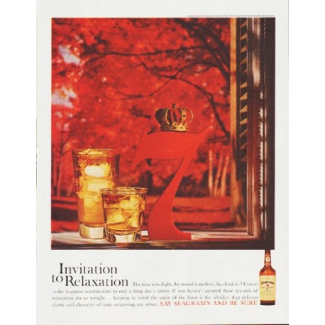 1959 Seagram's Whiskey Ad "Invitation to Relaxation"