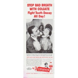 1959 Colgate Toothpaste Ad "Stop Bad Breath"