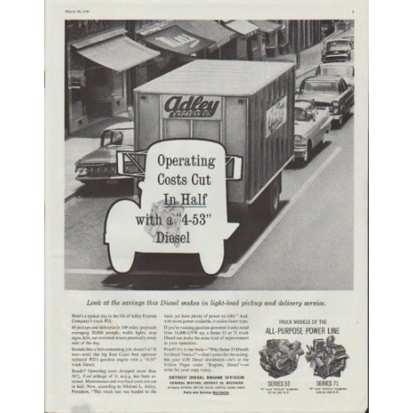 1961 General Motors Ad "Look at the savings this Diesel makes"