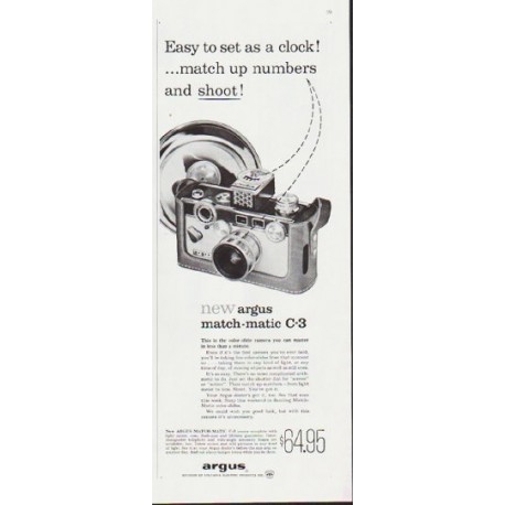1959 Argus Camera Ad "Easy to set as a clock"