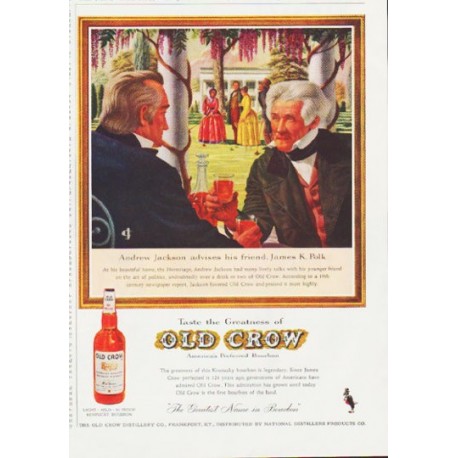 1959 Old Crow Bourbon Ad "Andrew Jackson"