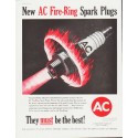 1959 AC Spark Plugs Ad "Fire-Ring Spark Plugs"