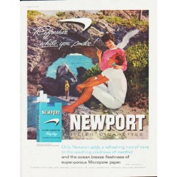 1959 Newport Cigarettes Ad "ocean-breeze freshness"