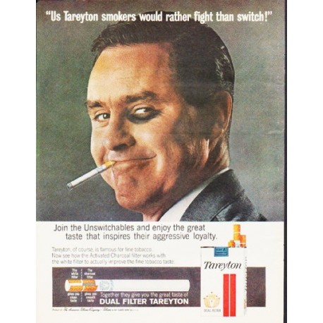 1964 Tareyton Cigarettes Ad "would rather fight"