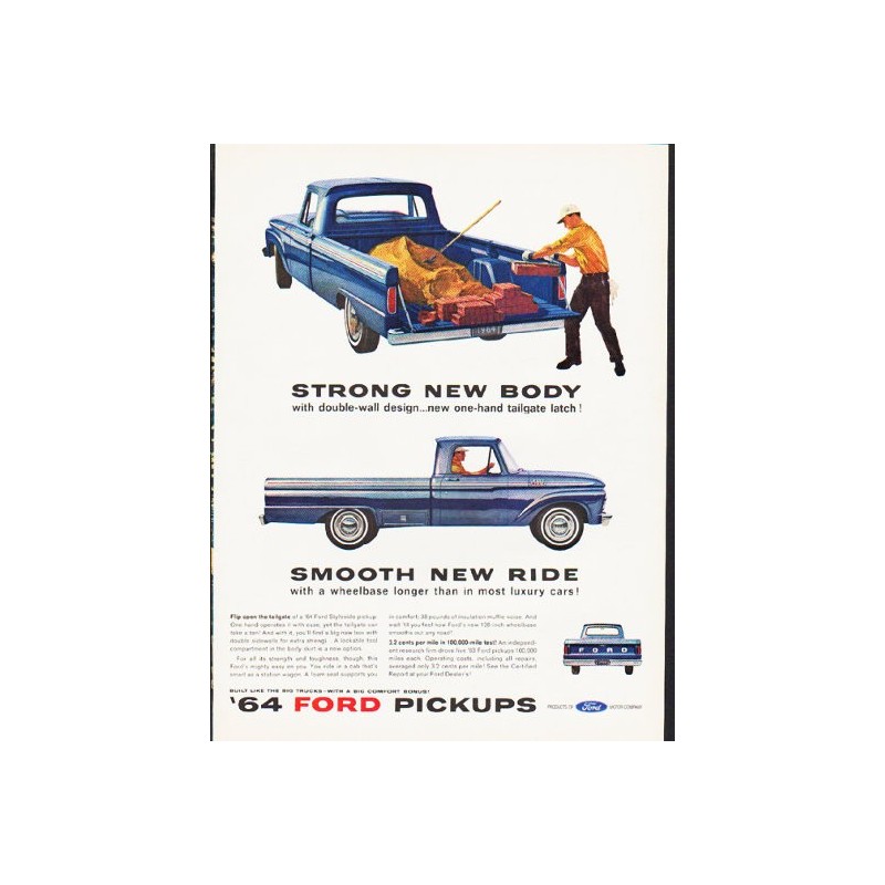 1964 Ford Pickups Vintage Ad Strong New Body  (model year 1964)