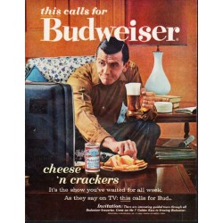 1963 Budweiser Ad "cheese 'n crackers"