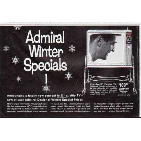 1963 Admiral Television Ad "Winter Specials"