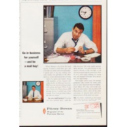 1963 Pitney-Bowes Ad "be a mail boy"
