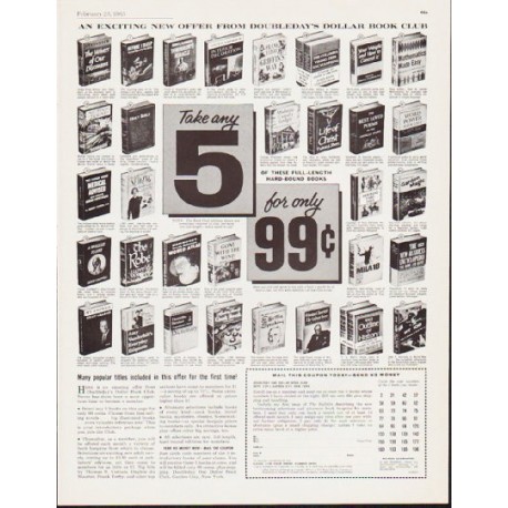 1963 Doubleday Dollar Book Club Ad "Take any 5"