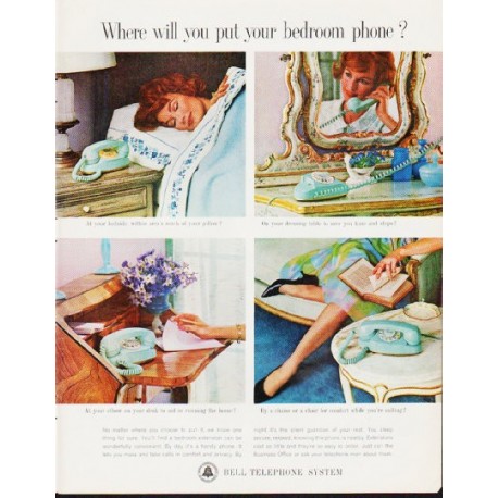 1963 Bell Telephone System Ad "bedroom phone"