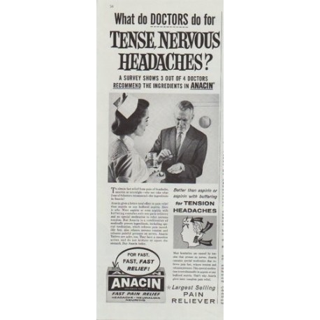 1961 Anacin Ad "What do Doctors do for Tense, Nervous Headaches?"