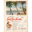 1953 Pan American Airline Ad "South Seas Vacation"