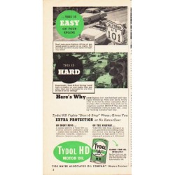 1953 Tydol Motor Oil Ad "this is easy"