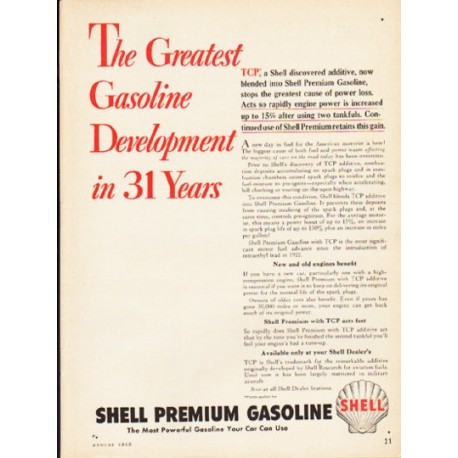 1953 Shell Gasoline Ad "The Greatest Gasoline"