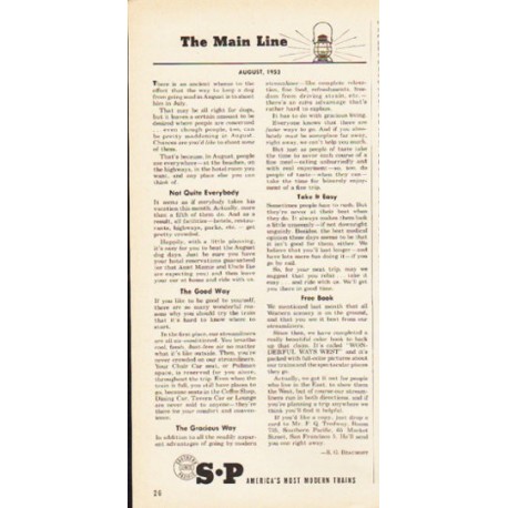 1953 Southern Pacific Lines Ad "The Main Line"