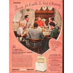 1953 Crosley Freezer Ad "Dinner for 6"