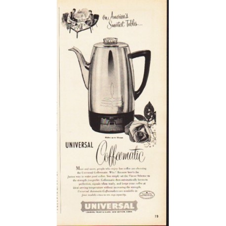 1953 Universal Coffeematic Vintage Ad on America s Smartest Tables