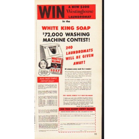 1953 White King Soap Ad "Win"